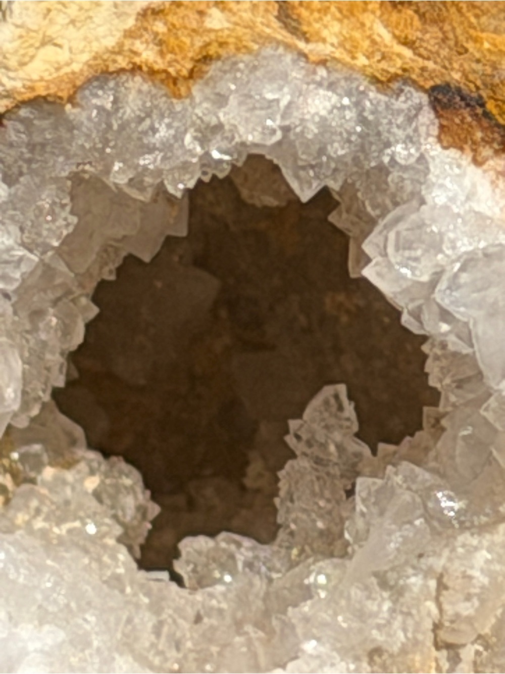 Unique Geode | Quartz Crystal | Geological Decor | 4" Wooden Tripod Stand - Picture 8 of 11